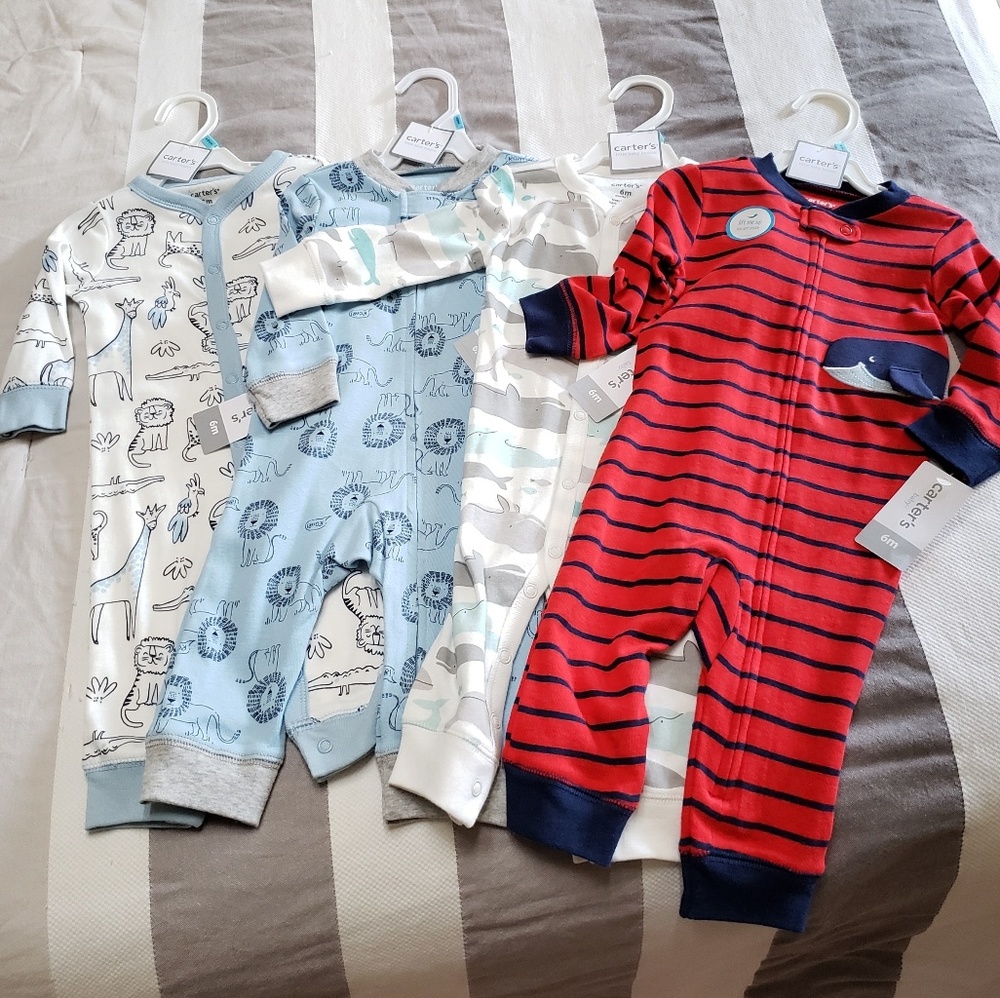 New 6 month baby boy pajamas Carter's 4 pair